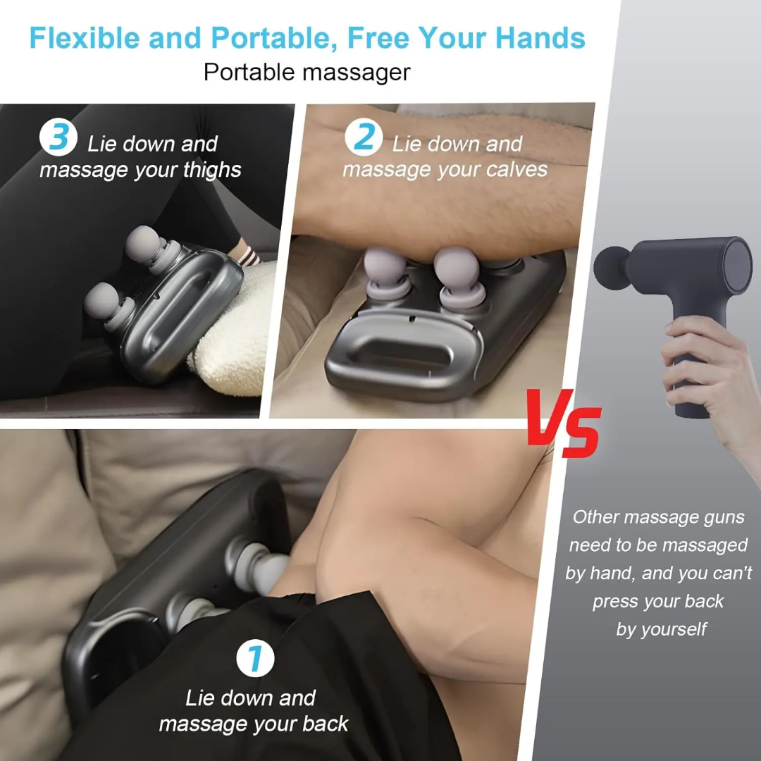 Pistolet de massage 4 têtes – Relaxation instantanée par vibrations