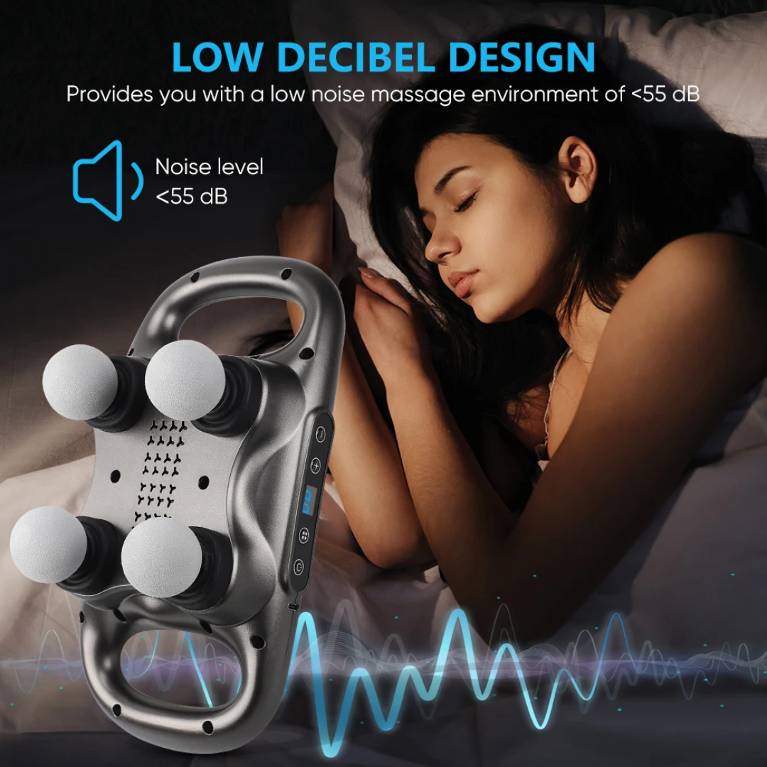 Pistolet de massage 4 têtes – Relaxation instantanée par vibrations