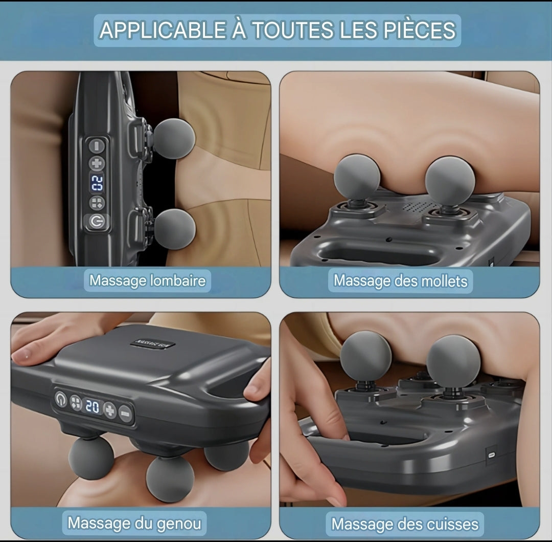 Pistolet de massage 4 têtes – Relaxation instantanée par vibrations