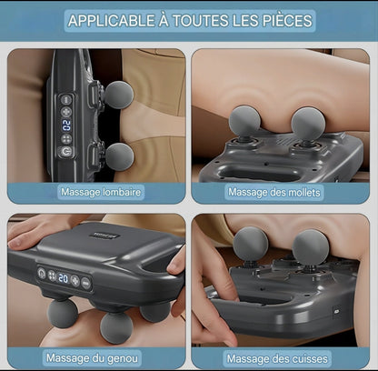 Pistolet de massage 4 têtes – Relaxation instantanée par vibrations